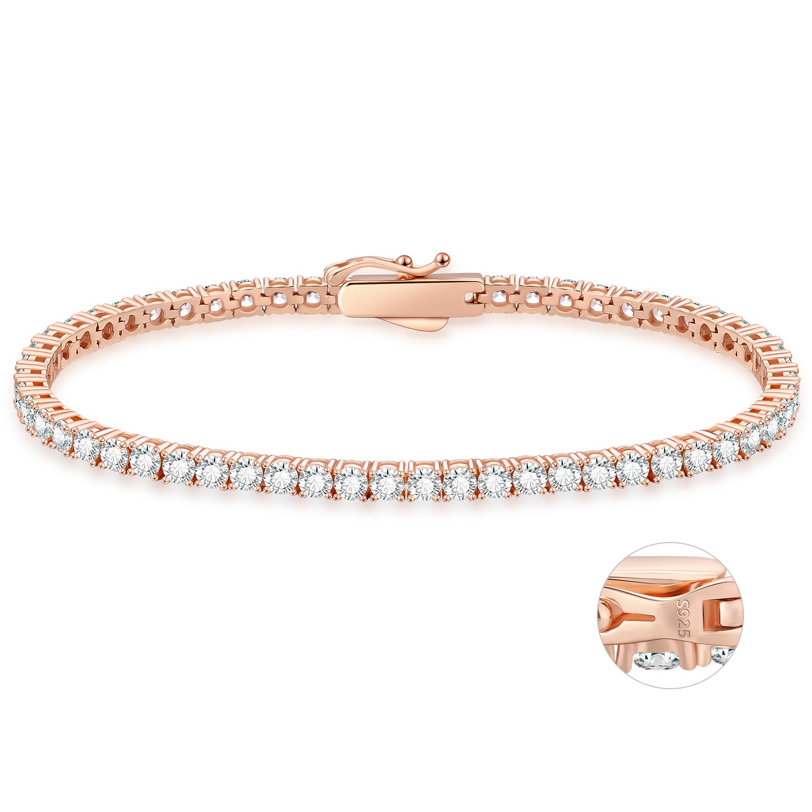 Roségoldkette Tennis 3 mm (Silber 925)